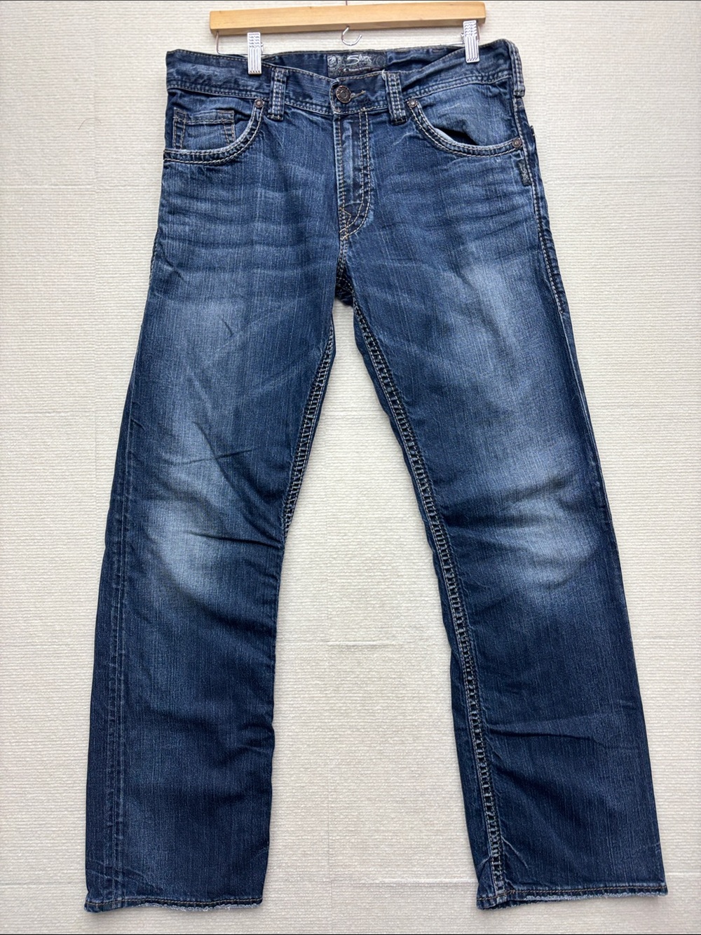 Silver Jeans | Men's Blue Washed Straight-Leg Jeans Zac 34x34 34 x 34